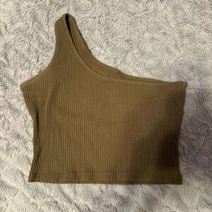 Andy green  One-Shoulder Ribbed Top